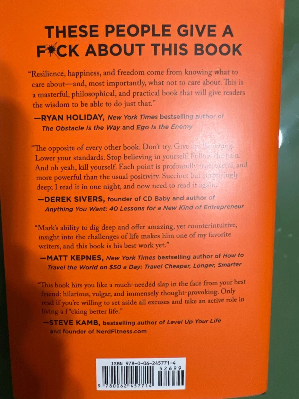 The Subtle Art of Not Giving a F*ck — Orange Hardcover Coffee Table Book